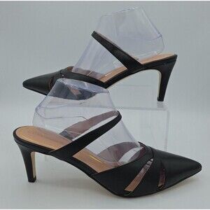 Cole Haan Grand Black Pointed-Toe Kitten Heel Mules